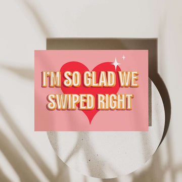 Peggy Press Co[product_name]In a world of left swipes, it's amazing when you swipe right and have that instant connection, it gives you all the warm and fuzzies!! And then it works out?! AMAZING! Send some lovin your app love's way with our Swiped Right card. - Blank inside- Digital print- Premium envelope